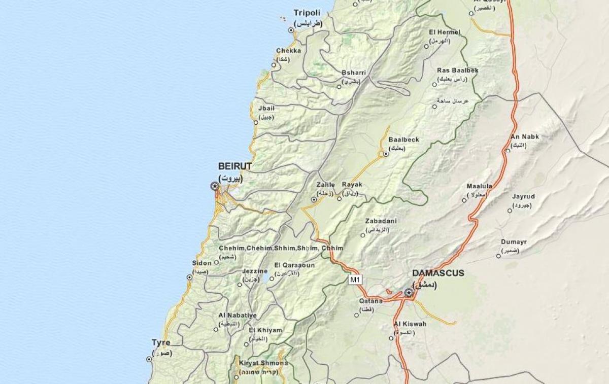 नक्शे के साथ जीपीएस का नक्शा लेबनान