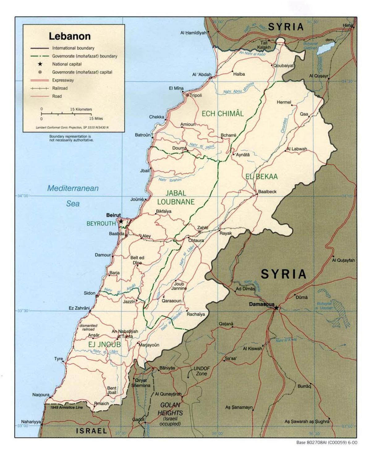 नक्शा लेबनान