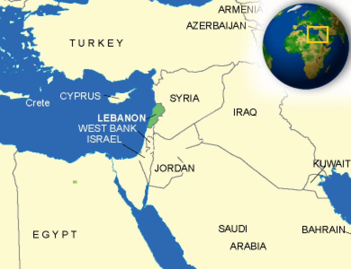 लेबनान मानचित्र पर