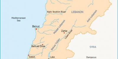 लेबनान नदियों का नक्शा